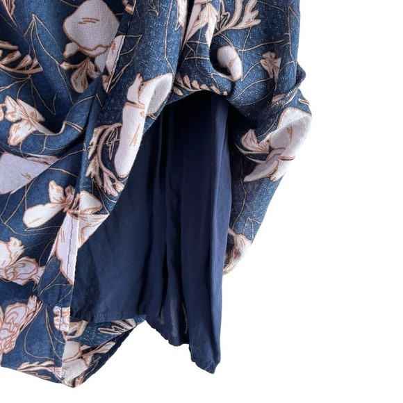Splendid Floral Print Flutter Sleeve V-Neck Shift Mini Dress in Navy & Cream, XS - Picture 11 of 16